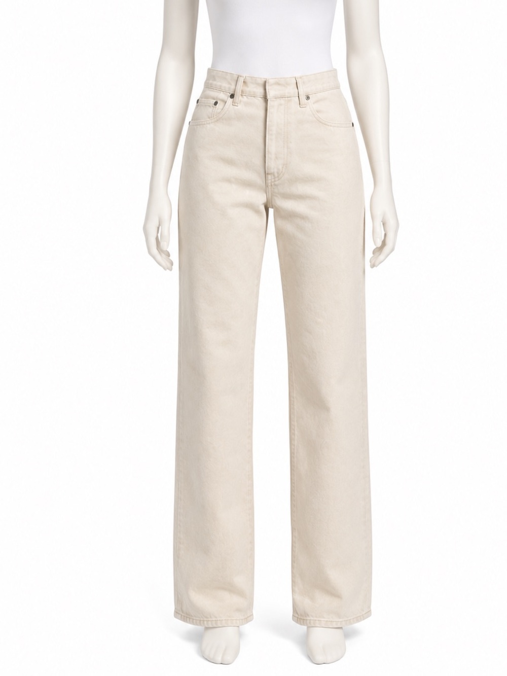 Djerf Avenue Relaxed Jeans 100% Organic cotton button fly cream Size 25 NWOT
